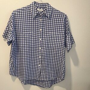 Madewell Blue and White Gingham Short-Sleeve Button-Down